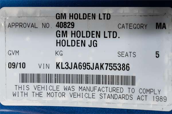 2010 Holden Cruze CDX JG