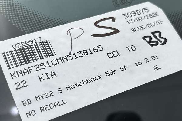 2022 Kia Cerato S BD