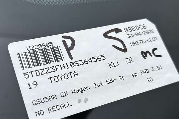 2019 Toyota Kluger GX GSU50R