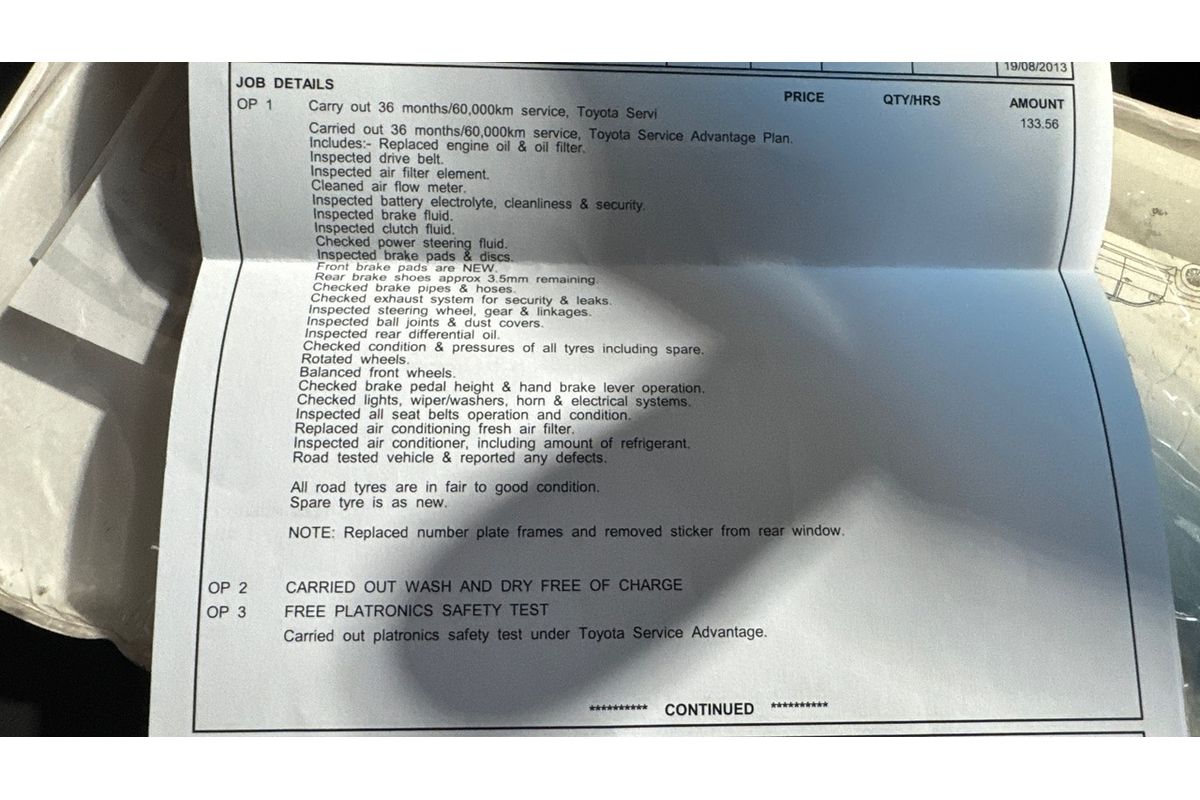 2013 Toyota Hilux Workmate TGN16R Rear Wheel Drive