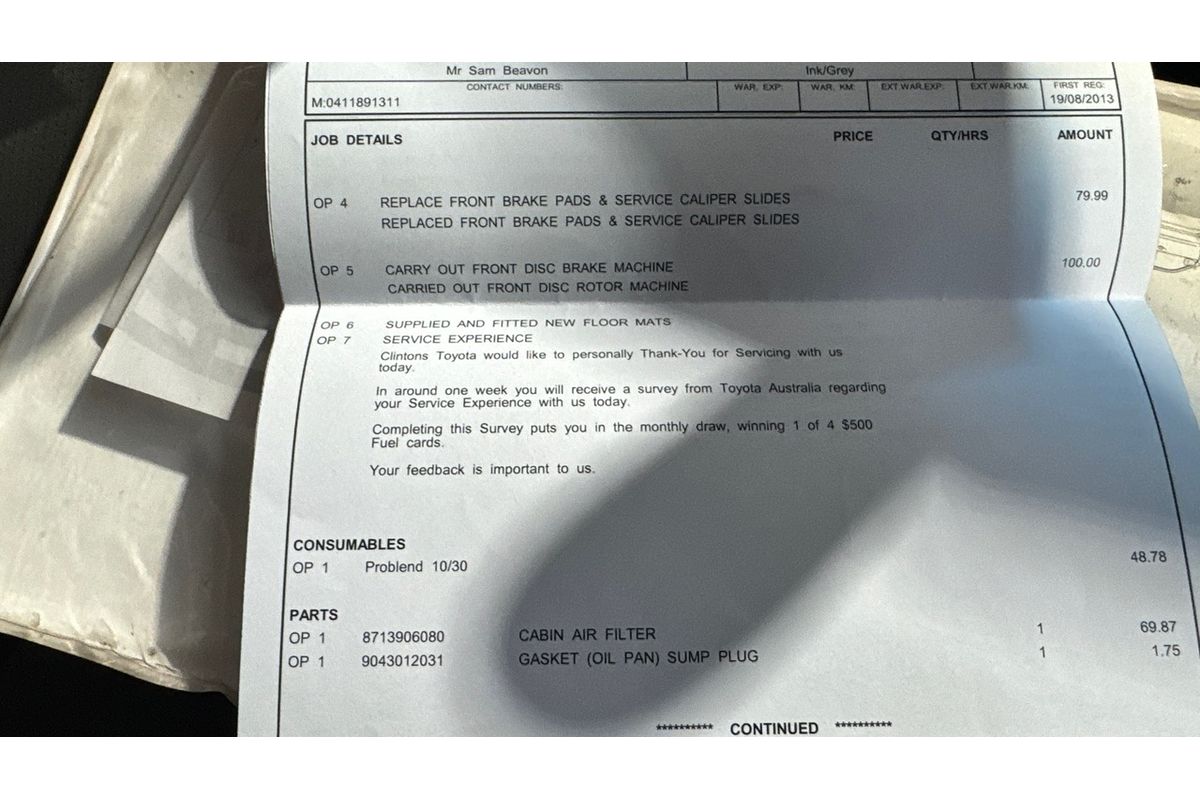 2013 Toyota Hilux Workmate TGN16R Rear Wheel Drive