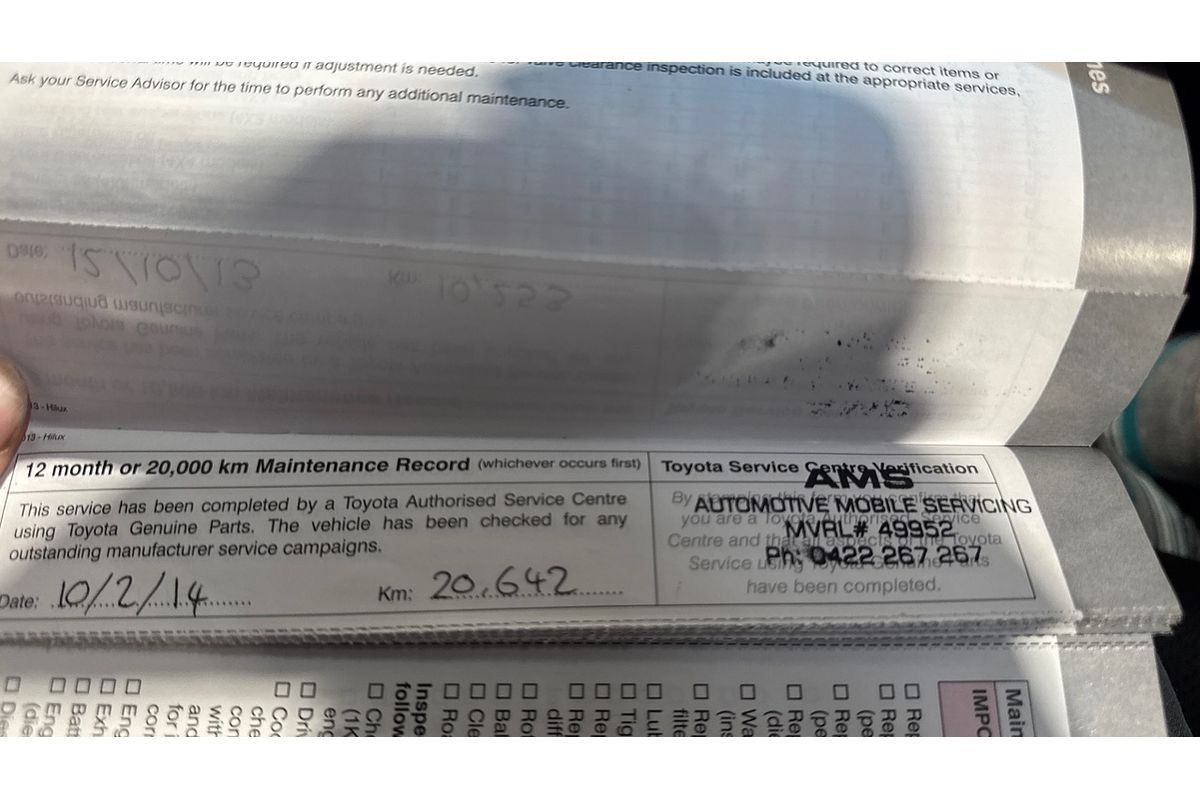 2013 Toyota Hilux Workmate TGN16R Rear Wheel Drive