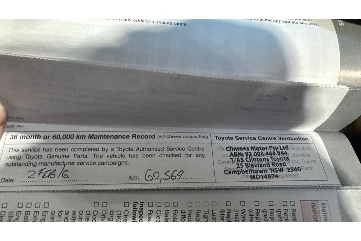 2013 Toyota Hilux Workmate TGN16R Rear Wheel Drive