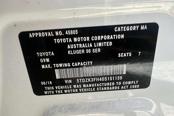 2016 Toyota Kluger GX GSU50R