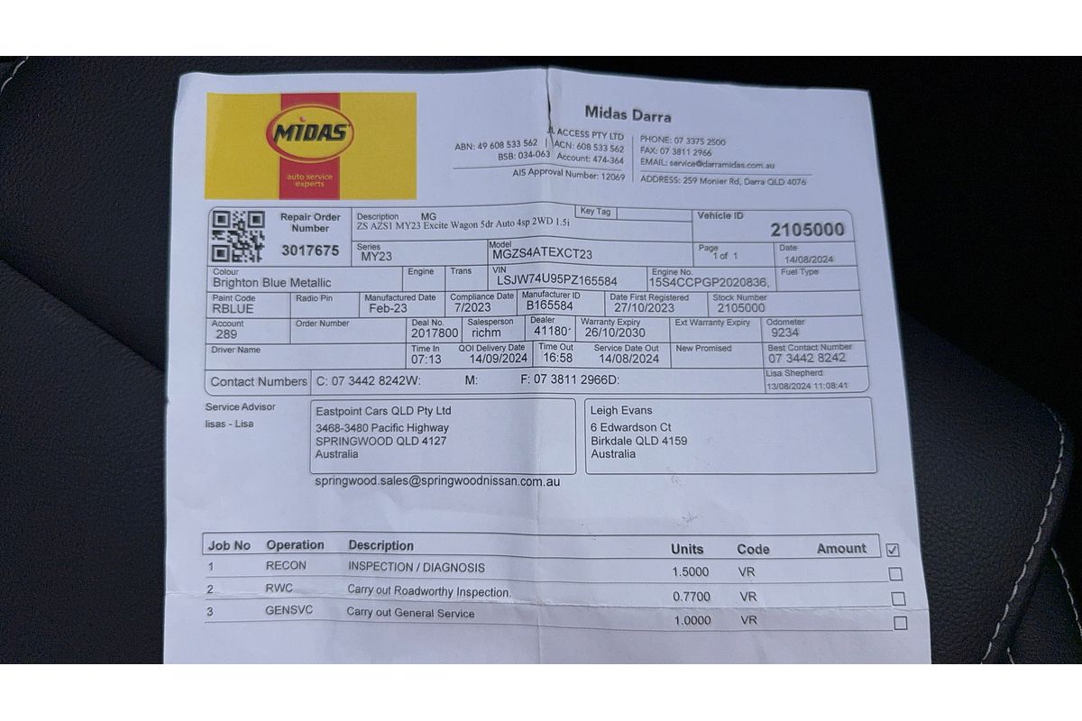 2023 MG ZS Excite AZS1