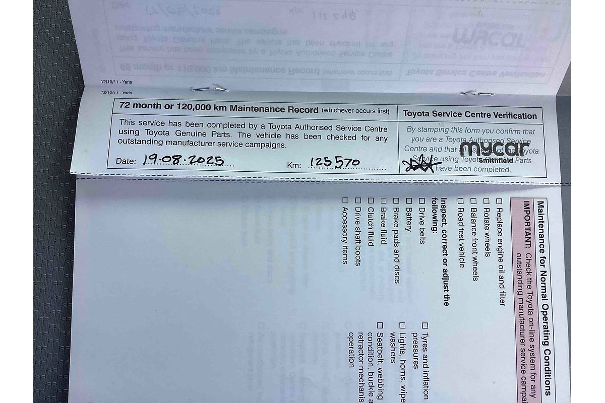 2012 Toyota Yaris YR NCP130R