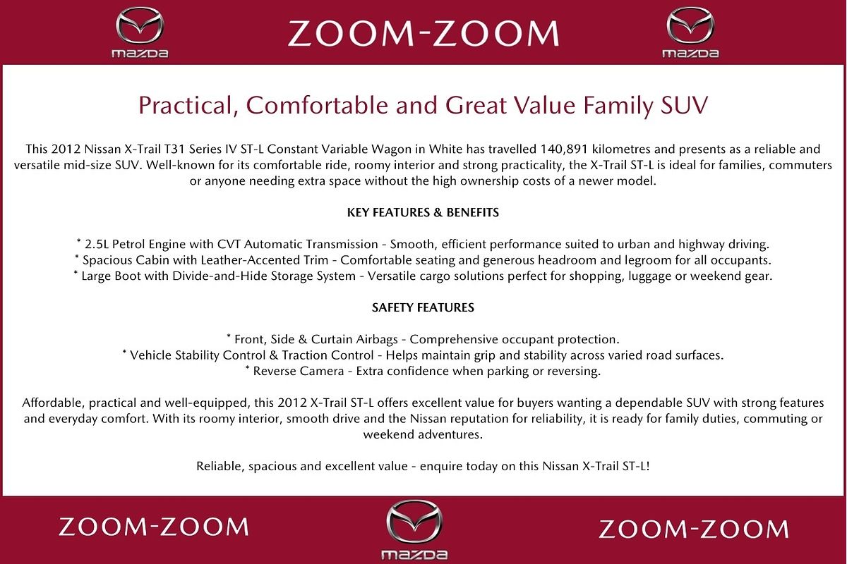 2012 Nissan X-TRAIL ST-L T31