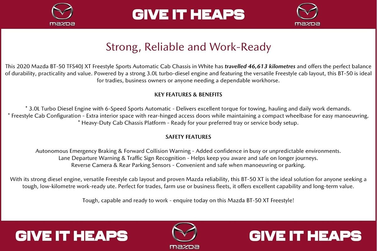 2020 Mazda BT-50 XT TF 4X4