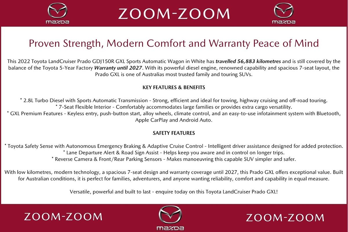 2022 Toyota Landcruiser Prado GXL GDJ150R