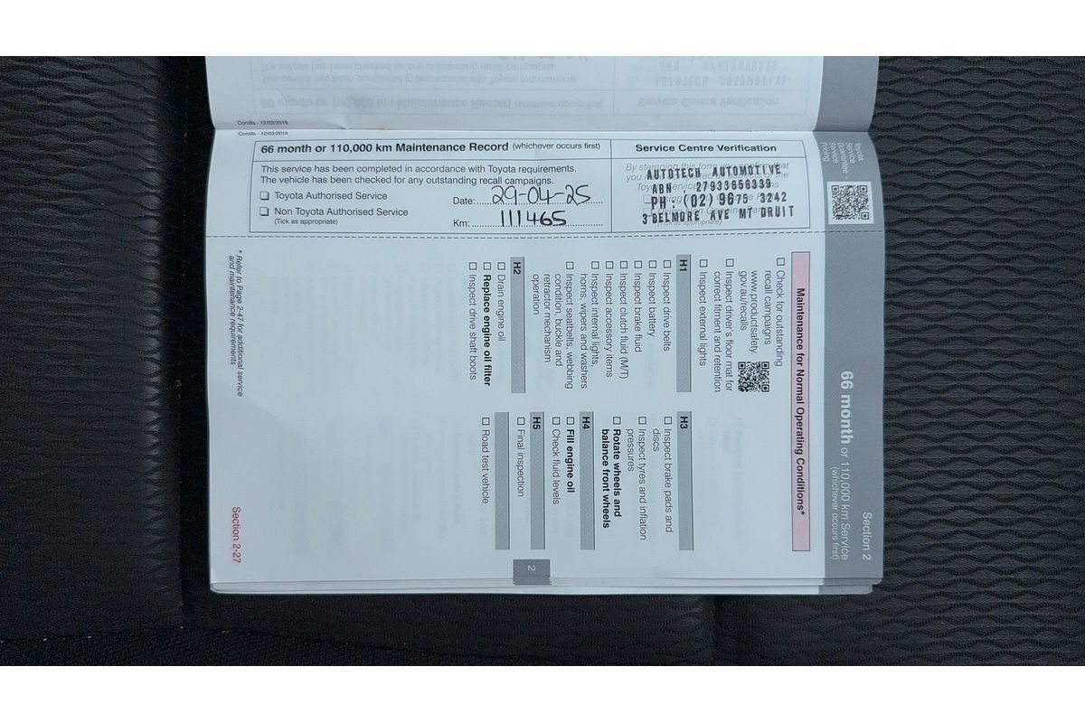 2019 Toyota Corolla Ascent ZRE172R