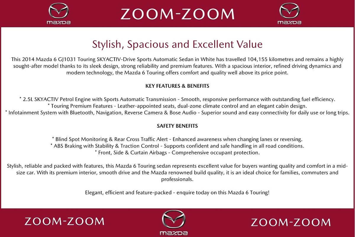 2014 Mazda 6 Touring GJ