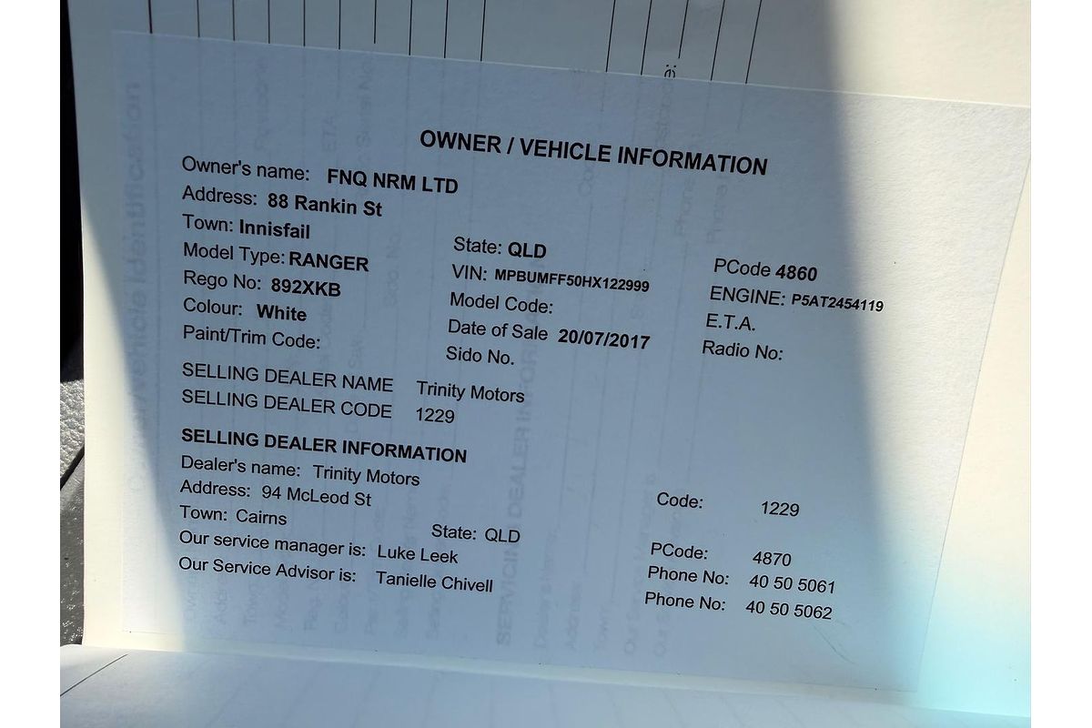 2017 Ford Ranger XLT PX MkII 4X4 3.2L