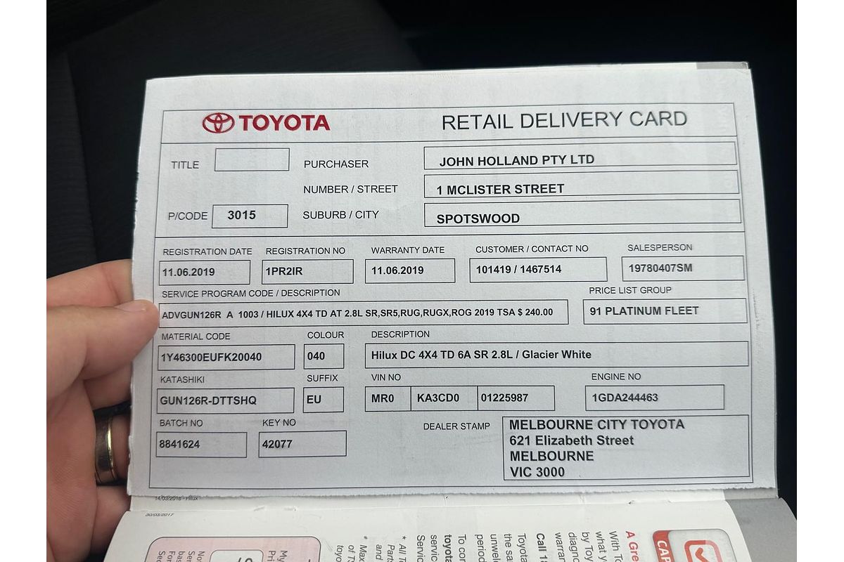 2018 Toyota Hilux SR GUN126R 4X4