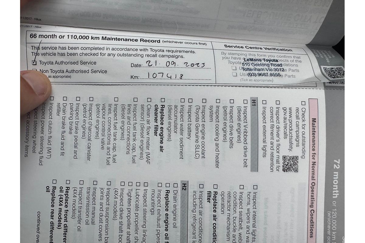 2018 Toyota Hilux SR GUN126R 4X4