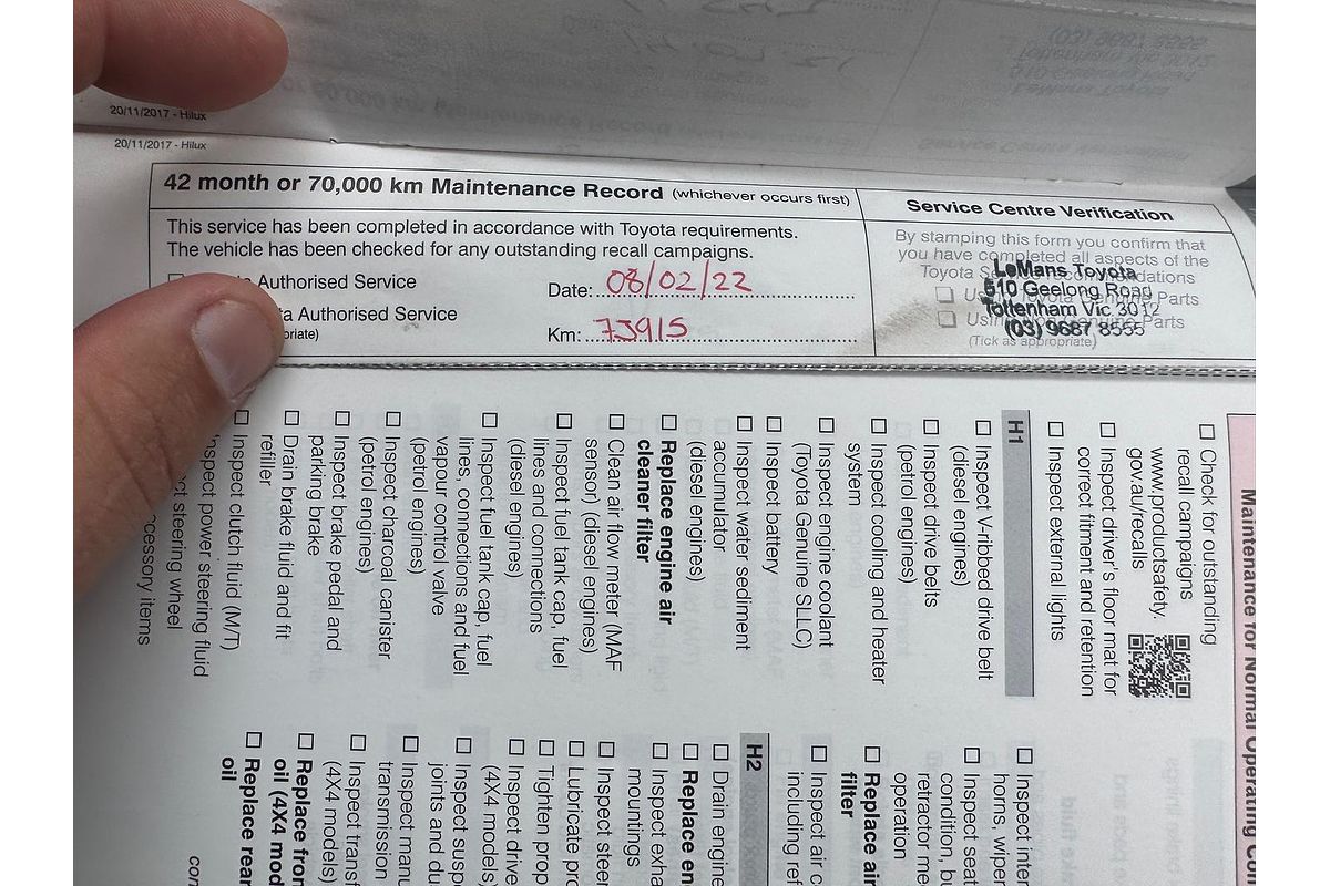 2018 Toyota Hilux SR GUN126R 4X4