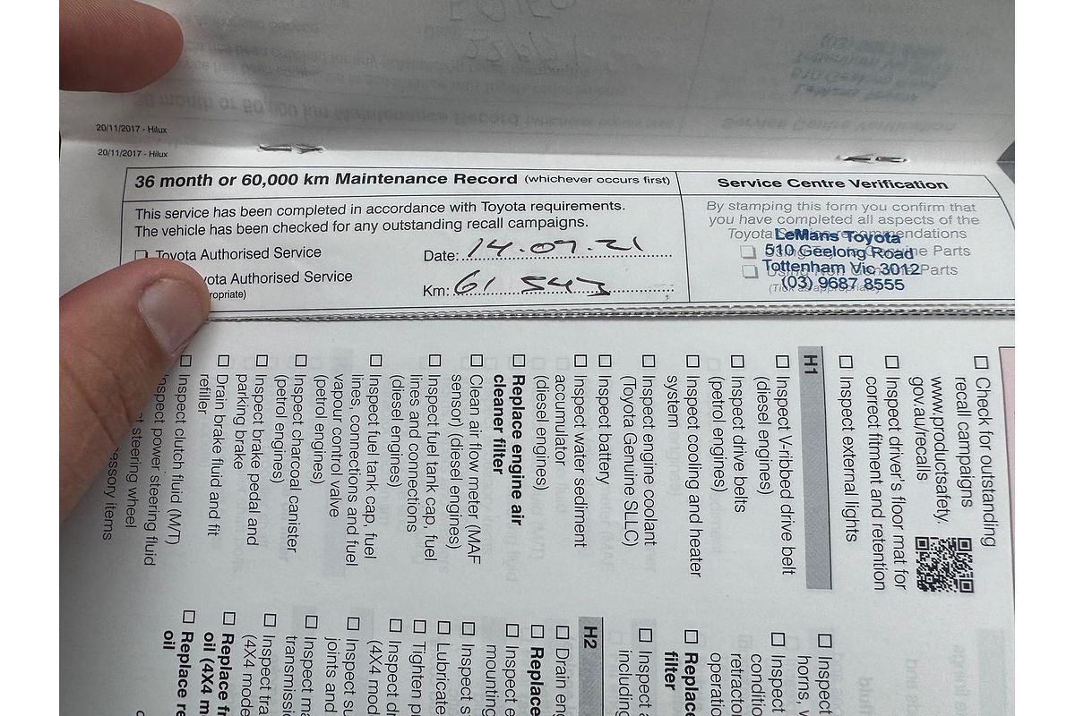 2018 Toyota Hilux SR GUN126R 4X4