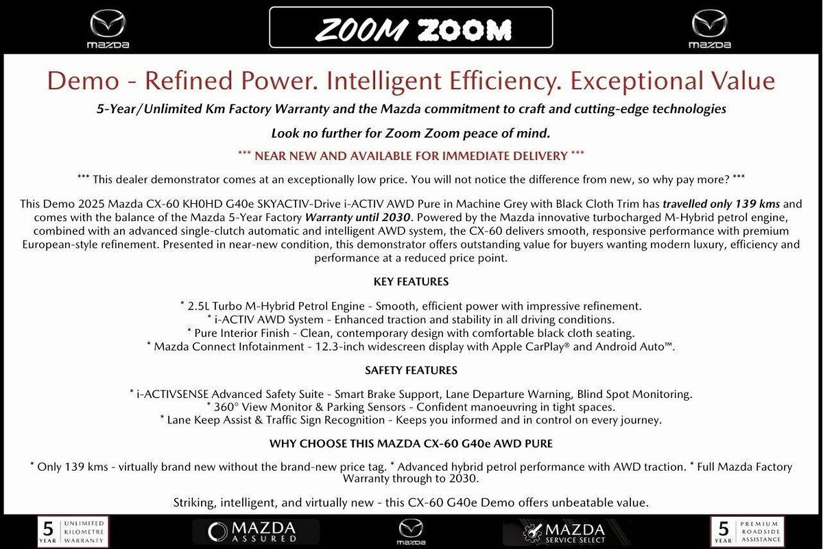 2025 Mazda CX-60 G40e Pure KH Series