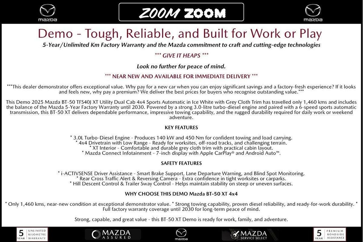 2025 Mazda BT-50 XT TF 4X4