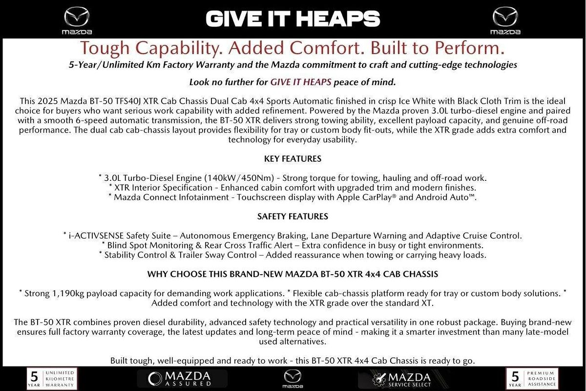 2025 Mazda BT-50 XTR TF 4X4