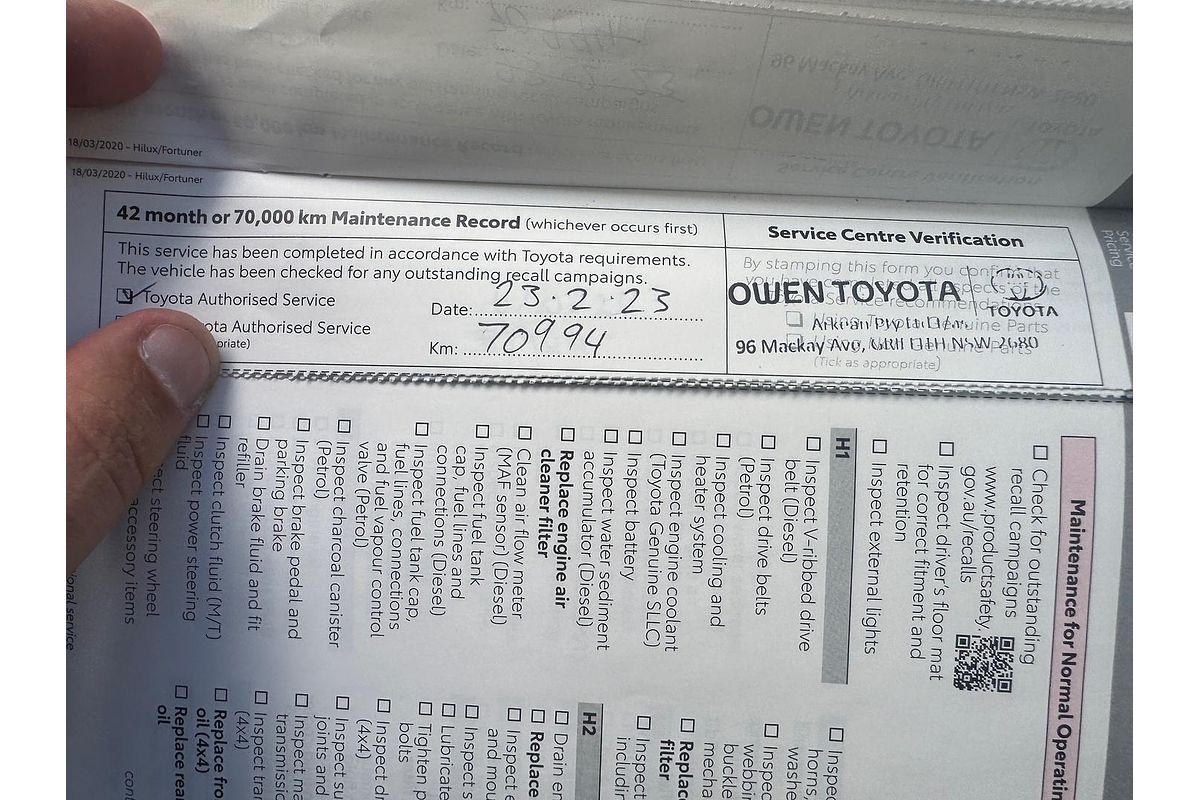 2020 Toyota Hilux SR GUN126R 4X4