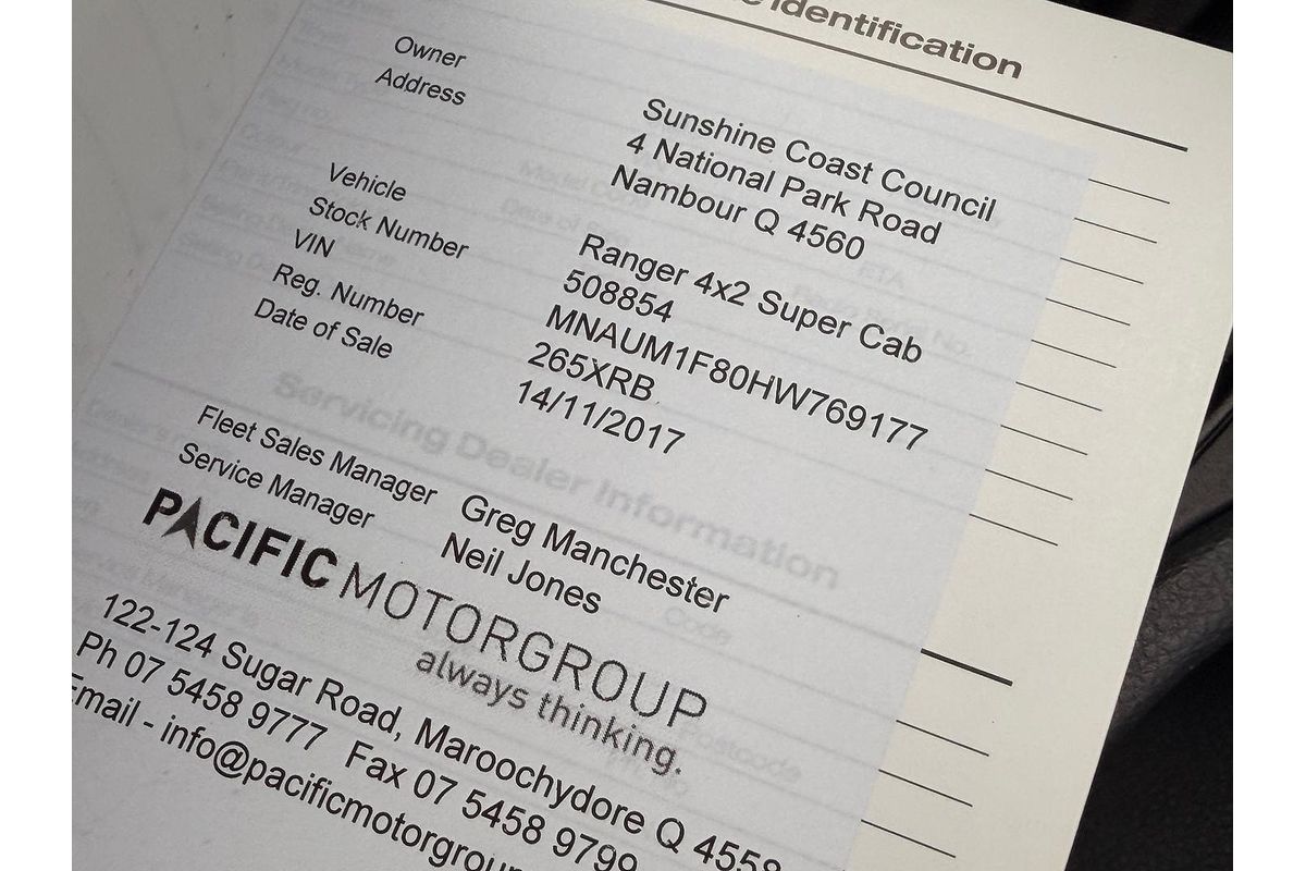 2017 Ford Ranger XL Hi-Rider PX MkII Rear Wheel Drive 2.2L