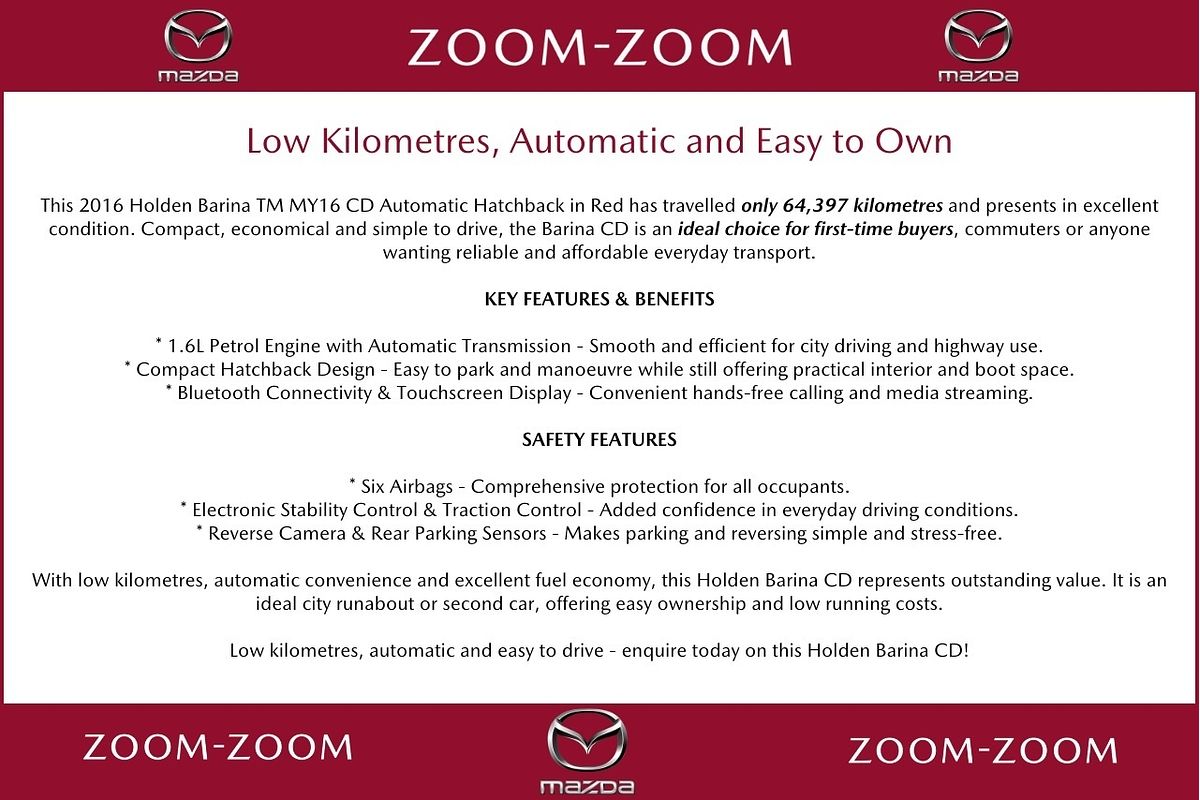 2016 Holden Barina CD TM