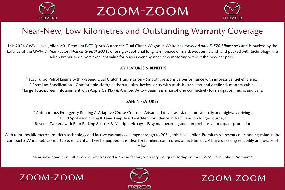 2024 GWM Haval Jolion Premium A01