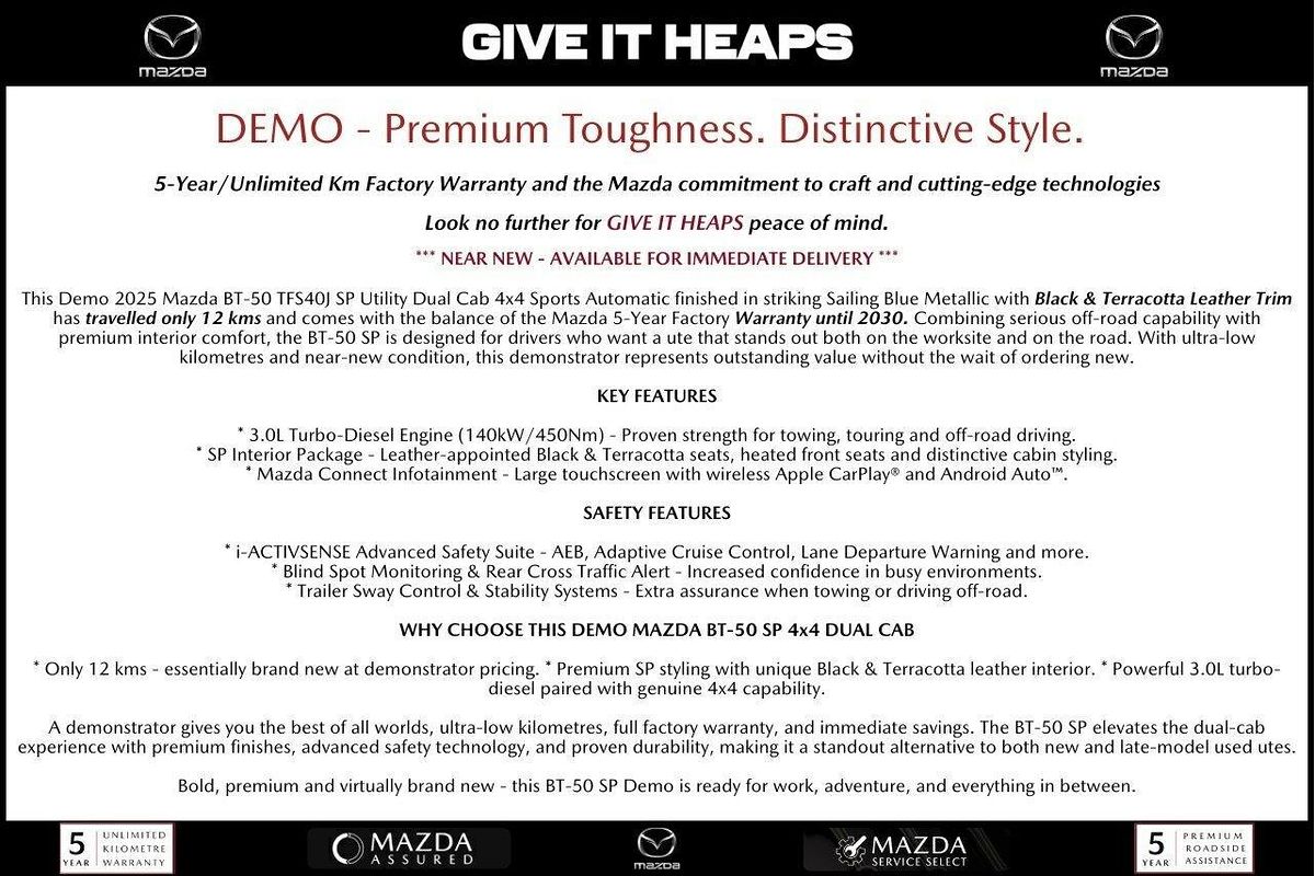 2025 Mazda BT-50 SP TF 4X4