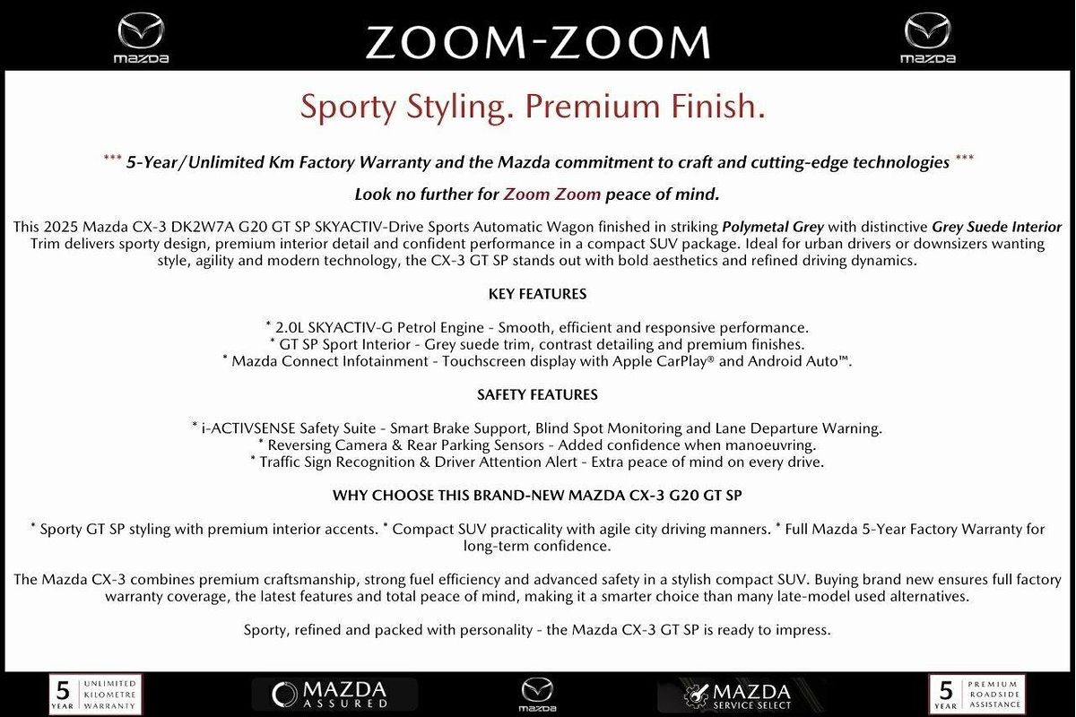 2025 Mazda CX-3 G20 GT SP DK