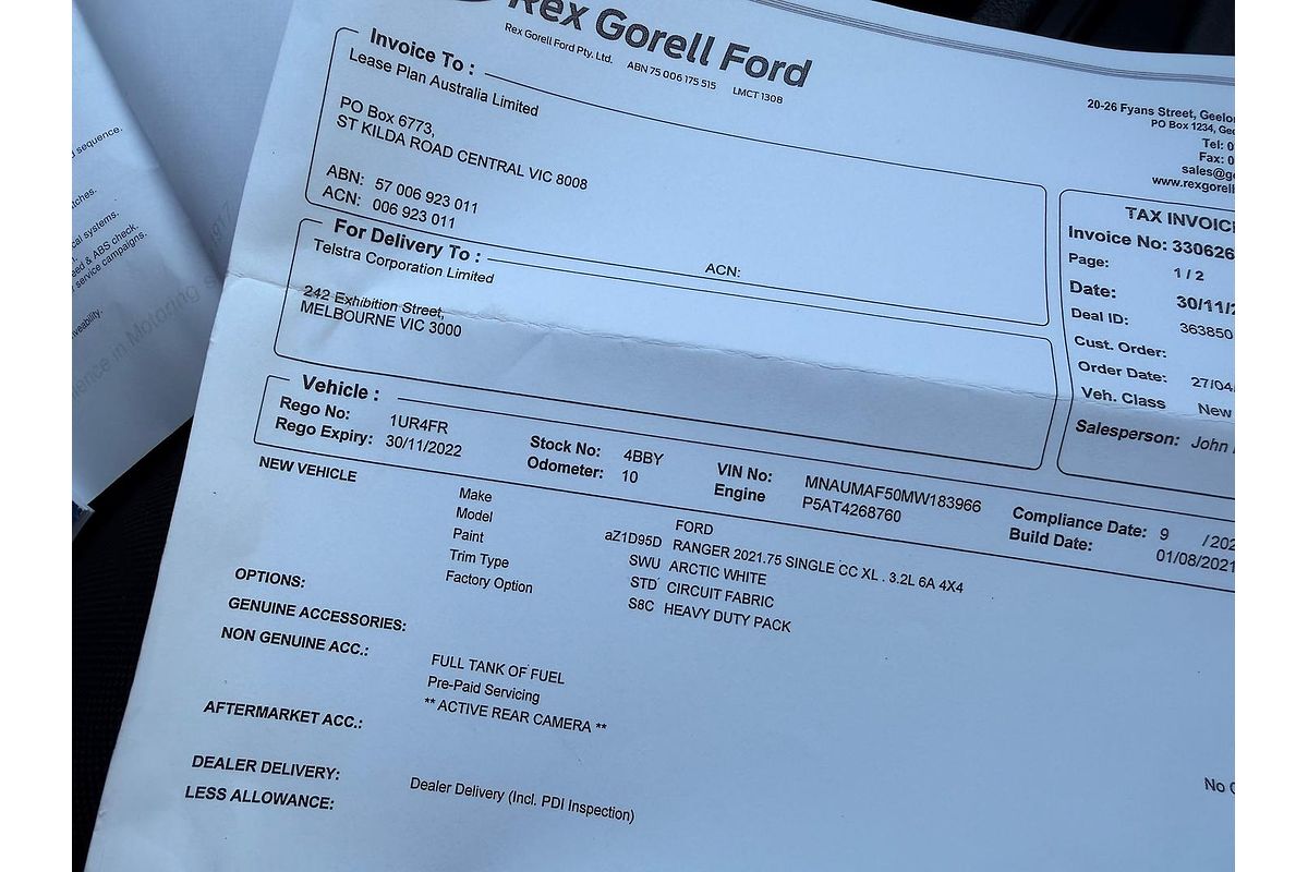 2021 Ford Ranger XL PX MkIII 4X4 3.2L