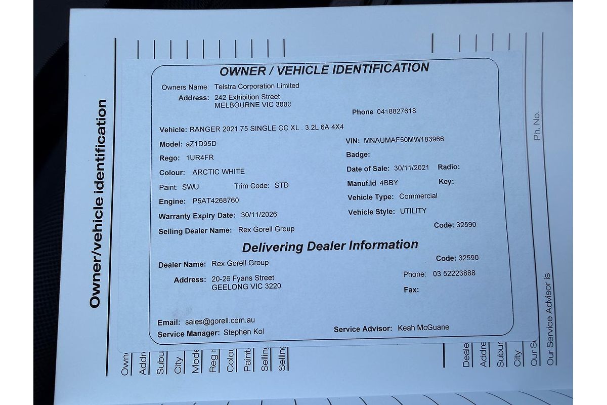 2021 Ford Ranger XL PX MkIII 4X4 3.2L