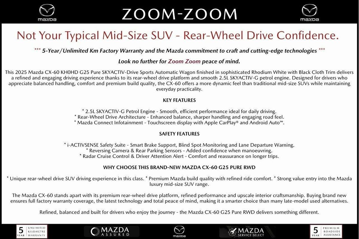 2025 Mazda CX-60 G25 Pure KH Series