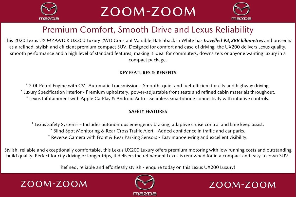 2020 Lexus UX UX200 Luxury MZAA10R