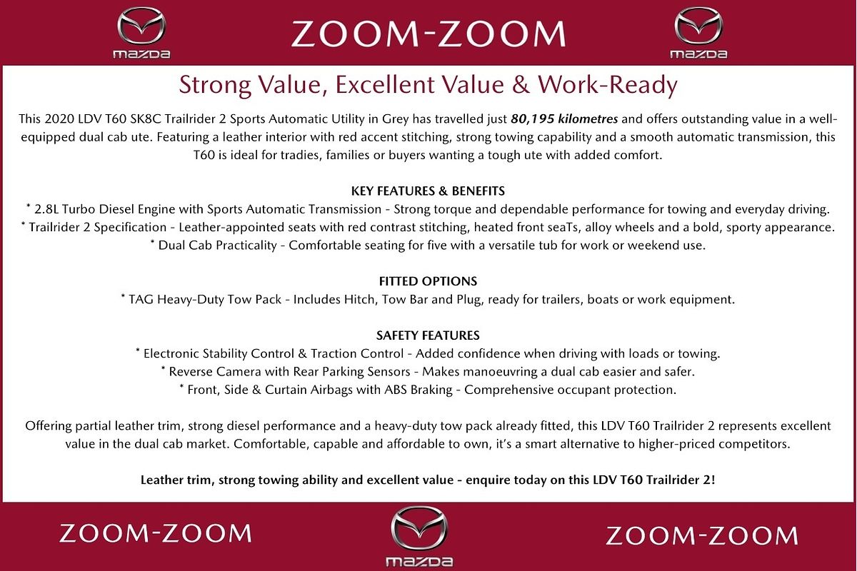 2020 LDV T60 Trailrider 2 SK8C 4X4