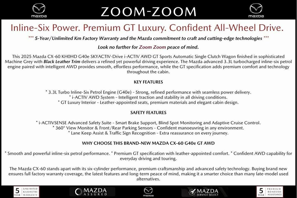 2025 Mazda CX-60 G40e GT KH Series
