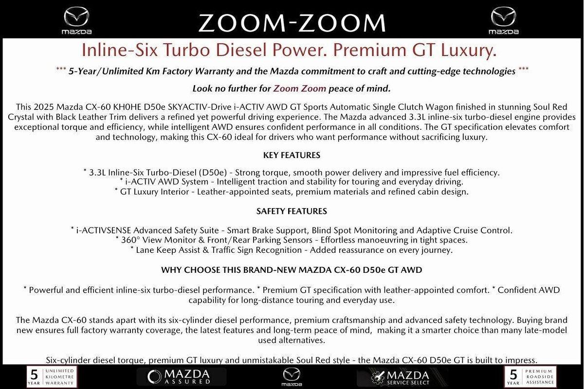 2025 Mazda CX-60 D50e GT KH Series
