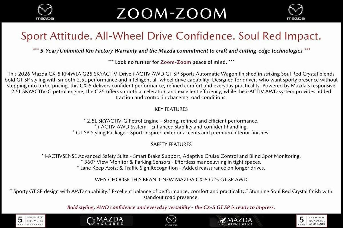 2026 Mazda CX-5 G25 GT SP KF Series