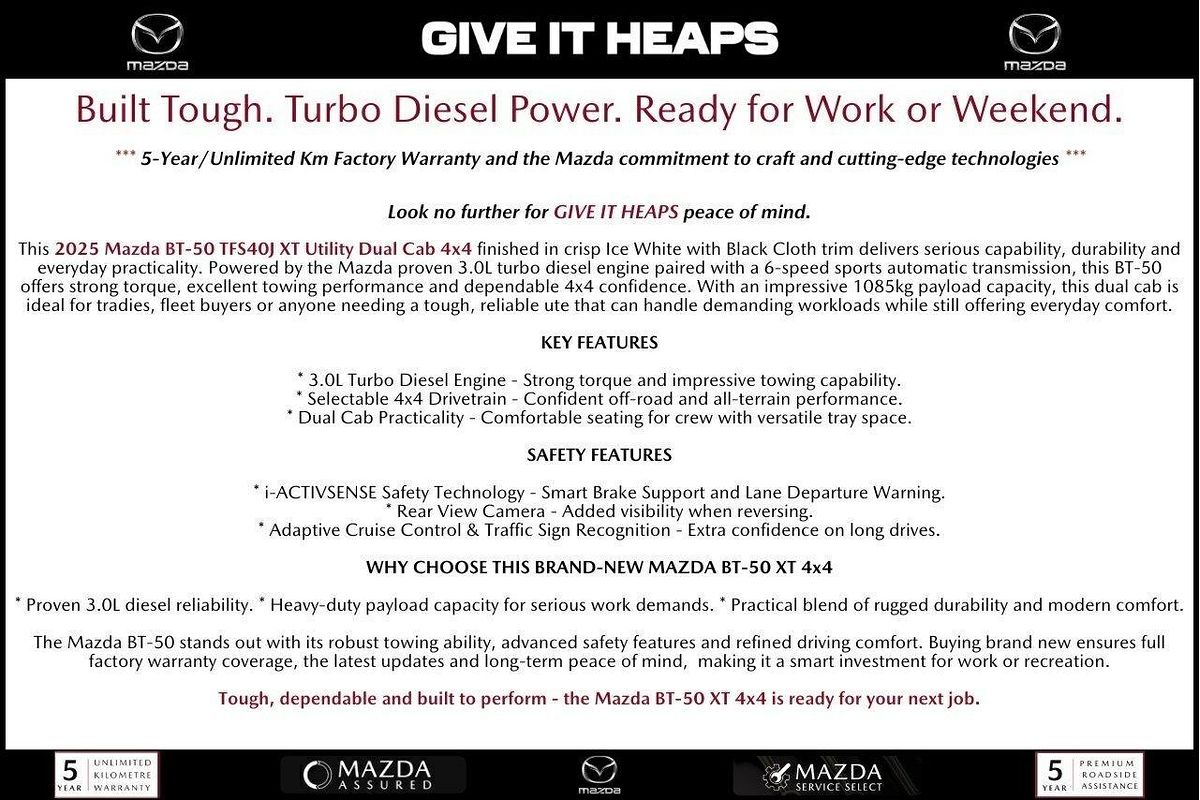 2025 Mazda BT-50 XT TF 4X4