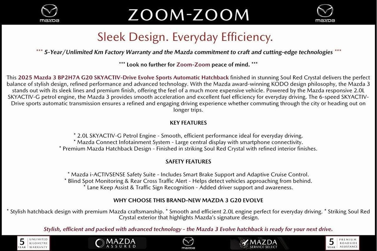 2025 Mazda 3 G20 Evolve BP Series