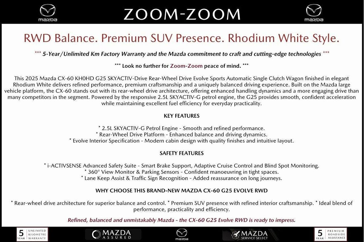 2025 Mazda CX-60 G25 Evolve KH Series