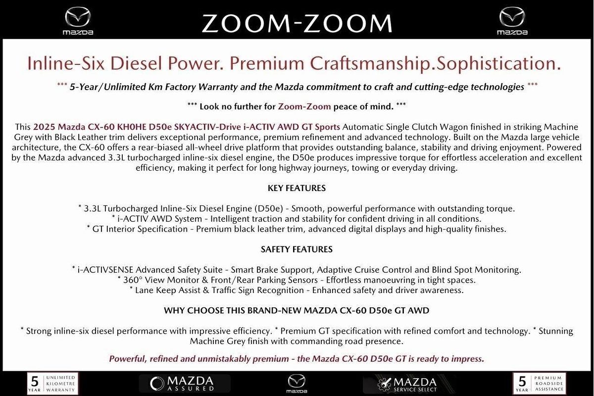 2025 Mazda CX-60 D50e GT KH Series