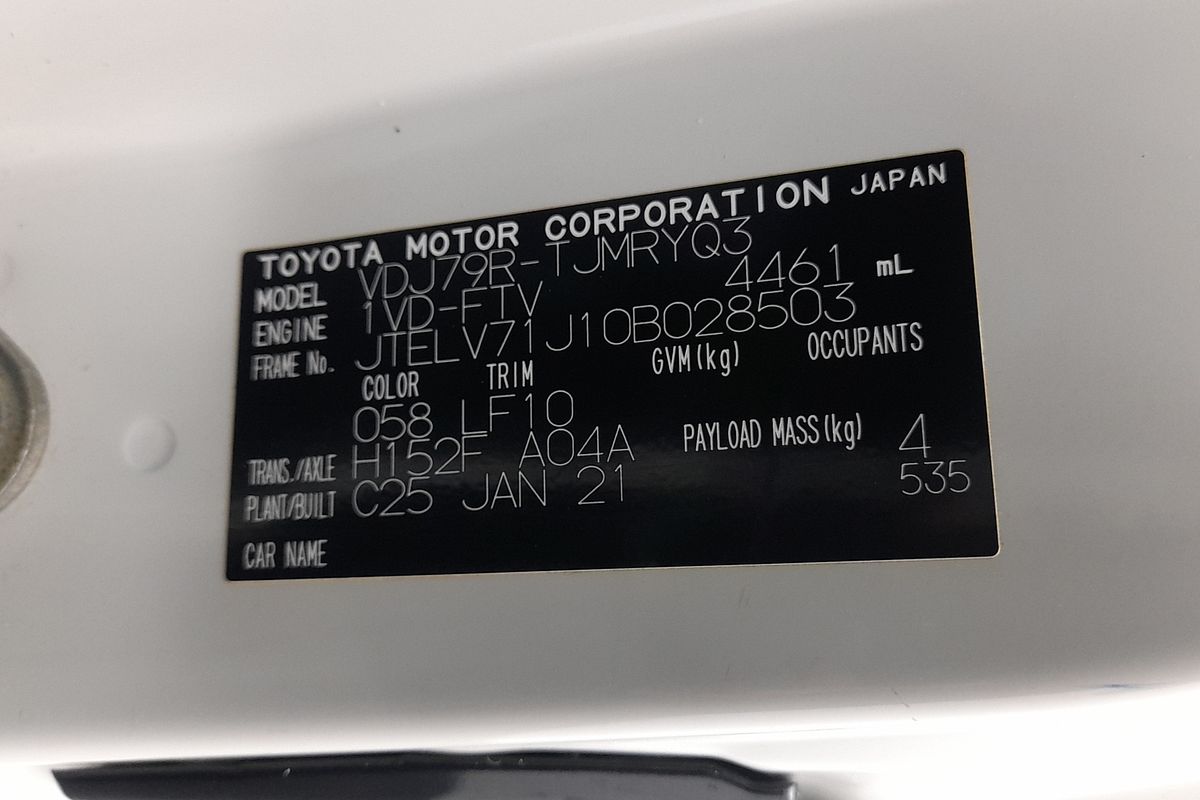 2021 Toyota Landcruiser Workmate VDJ79R 4X4