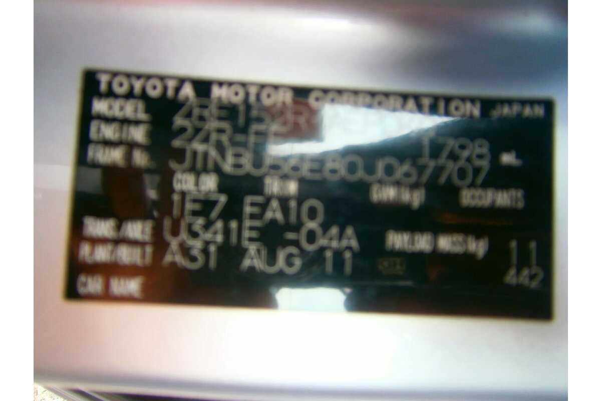 2011 Toyota Corolla Ascent Sport ZRE152R MY11