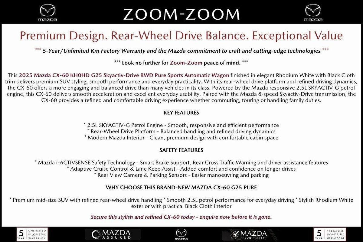 2025 Mazda CX-60 G25 Pure KH Series