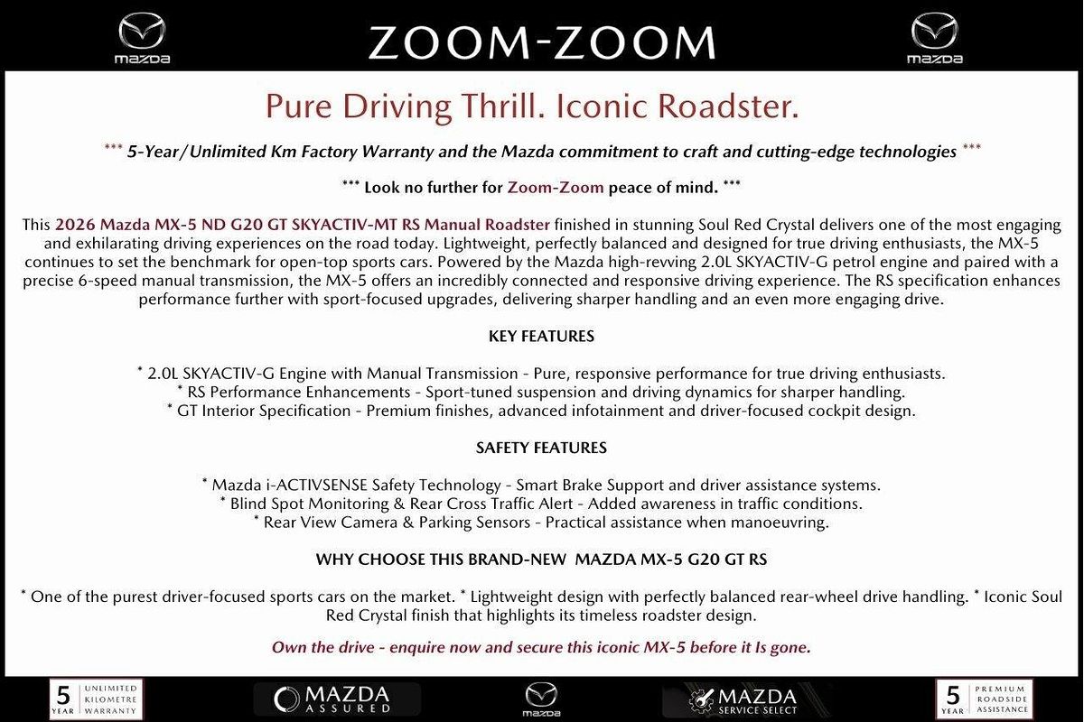 2026 Mazda MX-5 G20 GT RS ND