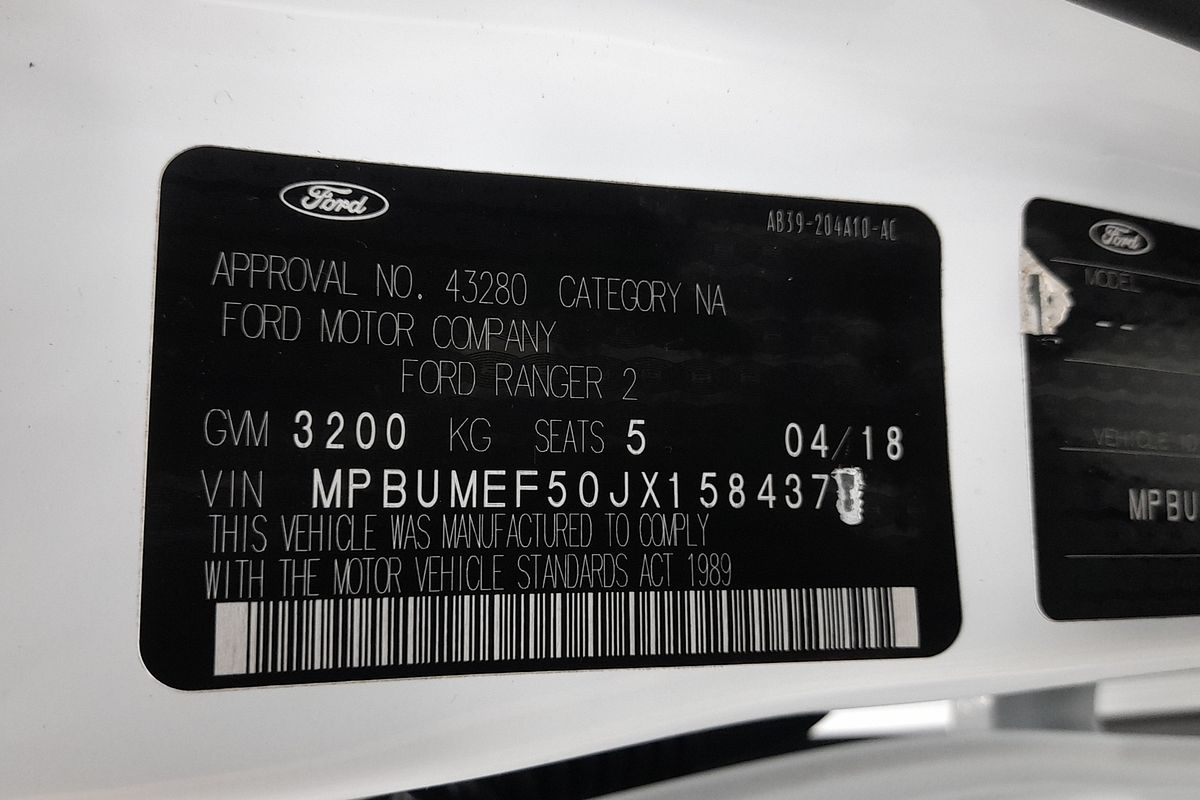 2018 Ford Ranger XL PX MkII 4X4 3.2L