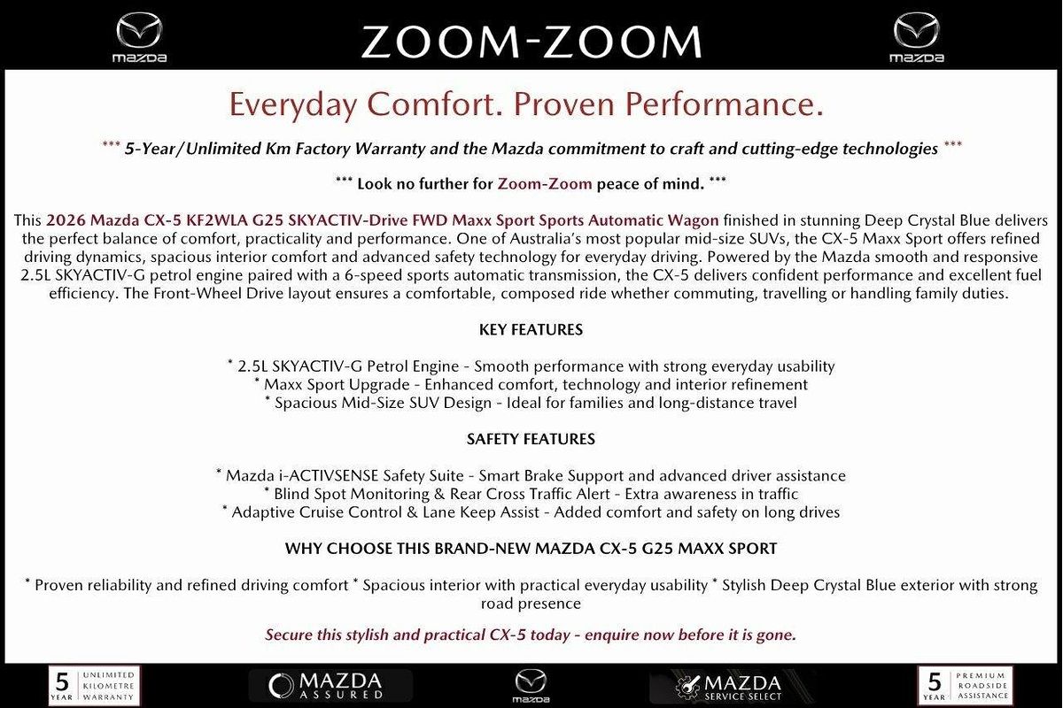 2026 Mazda CX-5 G25 Maxx Sport KF Series