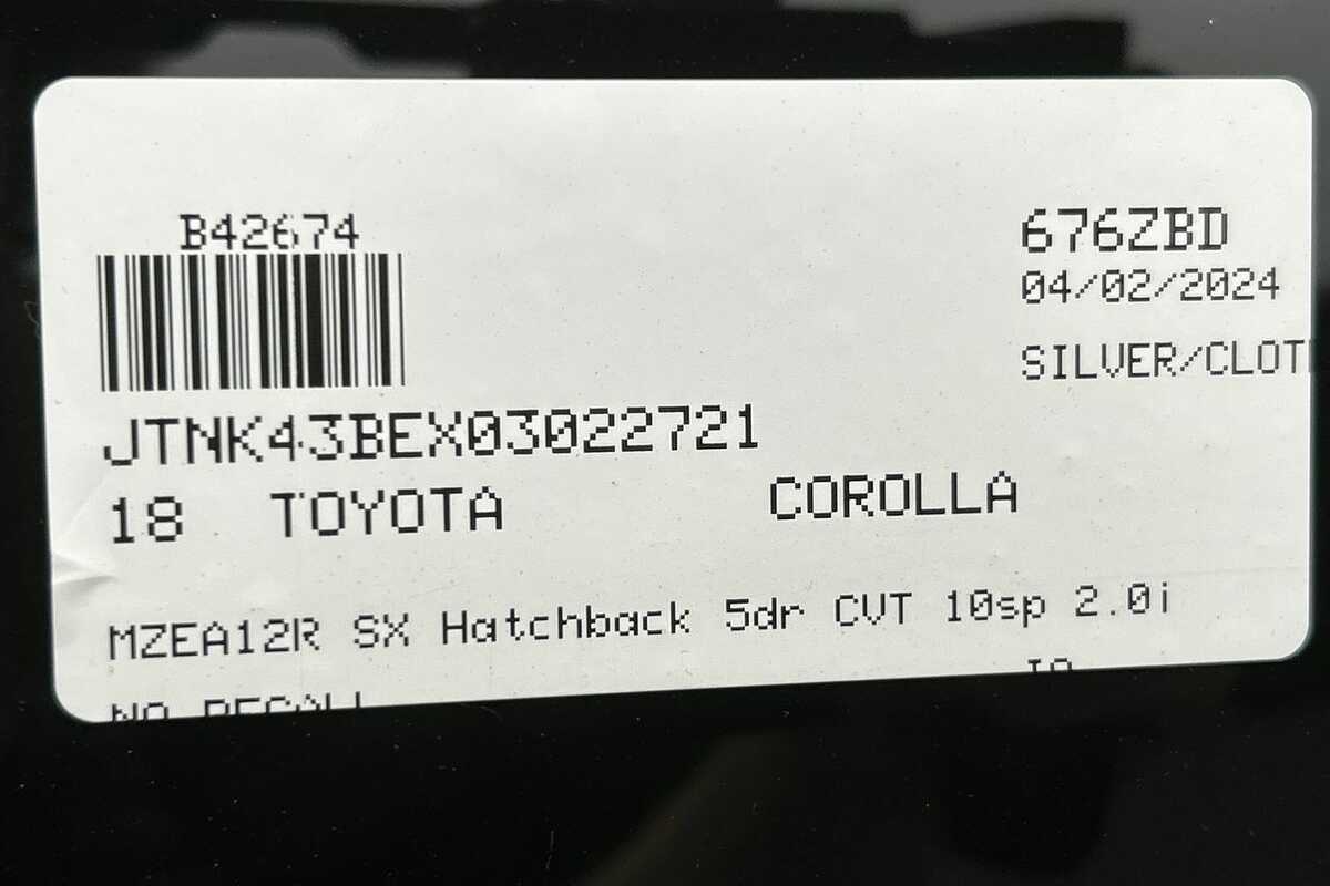 2018 Toyota Corolla SX Mzea12R
