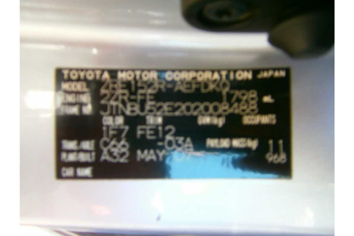 2007 Toyota Corolla Ascent ZRE152R