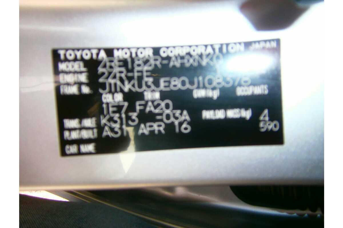 2016 Toyota Corolla Ascent Sport ZRE182R MY15